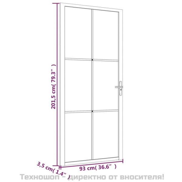 Интериорна врата 93x201,5 см черна ESG стъкло и алуминий