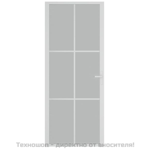 Интериорна врата, 83x201,5 см, бял мат, стъкло и алуминий