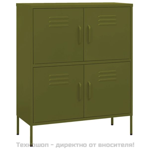 Шкаф за съхранение, маслиненозелен, 80х35х101,5 см, стомана