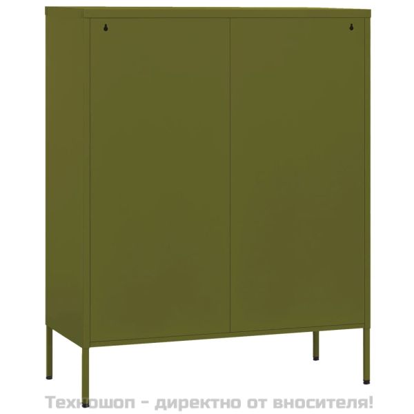 Шкаф за съхранение, маслиненозелен, 80х35х101,5 см, стомана