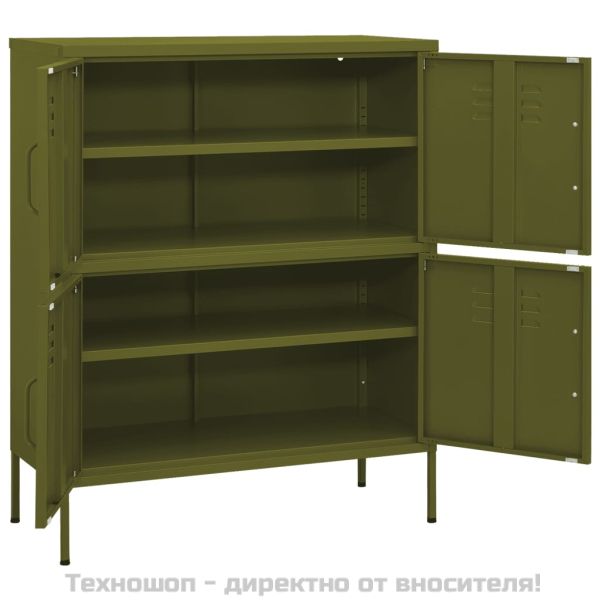 Шкаф за съхранение, маслиненозелен, 80х35х101,5 см, стомана