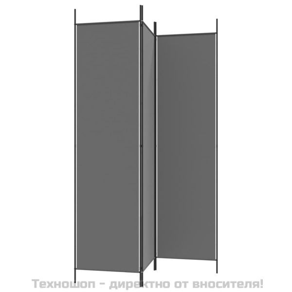 Параван за стая, 3 панела, антрацит, 150x200 cм, текстил