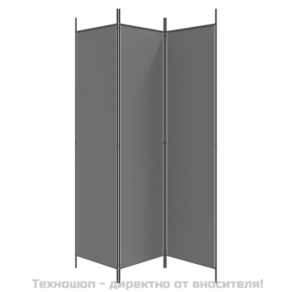 Параван за стая, 3 панела, антрацит, 150x200 cм, текстил