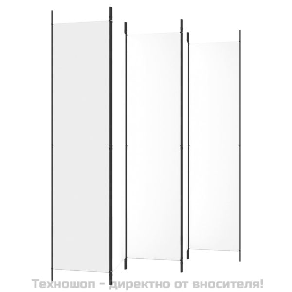 Параван за стая, 5 панела, бял, 250x220 см, текстил