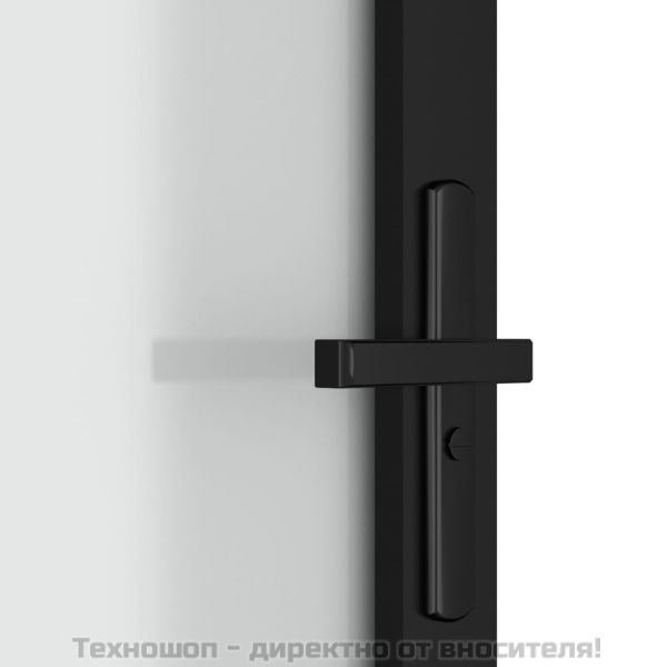 Интериорна врата, 102,5x201,5 см, черен мат, стъкло и алуминий