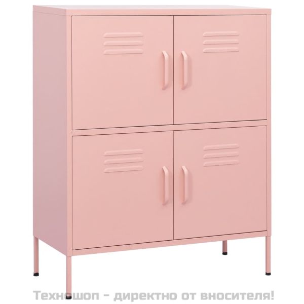 Шкаф за съхранение, розов, 80х35х101,5 см, стомана