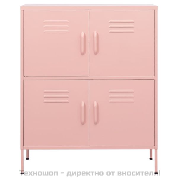 Шкаф за съхранение, розов, 80х35х101,5 см, стомана