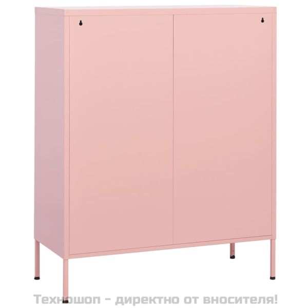 Шкаф за съхранение, розов, 80х35х101,5 см, стомана