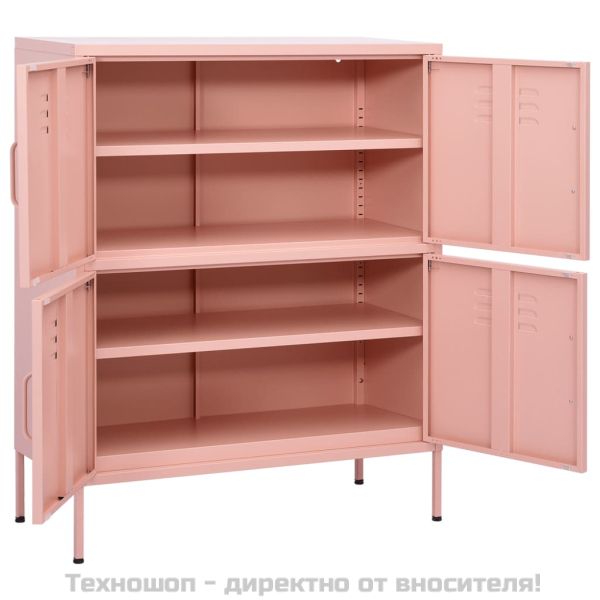 Шкаф за съхранение, розов, 80х35х101,5 см, стомана