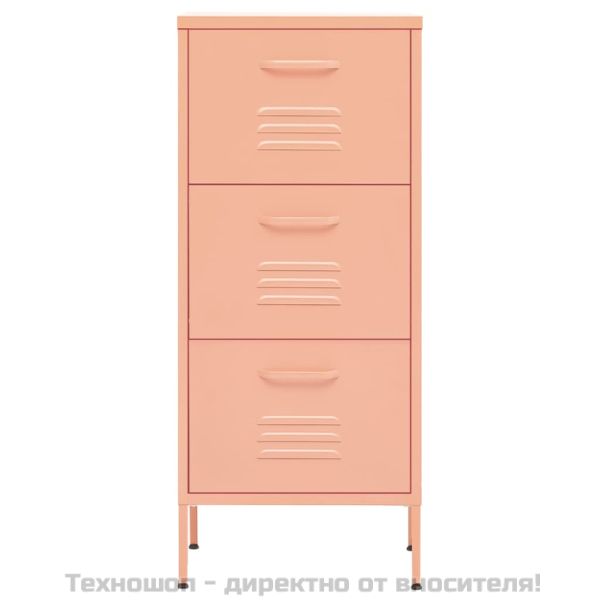 Шкаф за съхранение, розов, 42,5x35x101,5 см, стомана