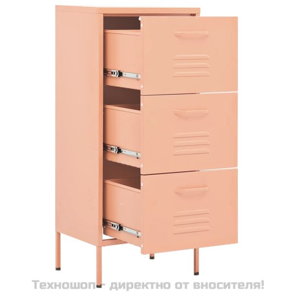 Шкаф за съхранение, розов, 42,5x35x101,5 см, стомана