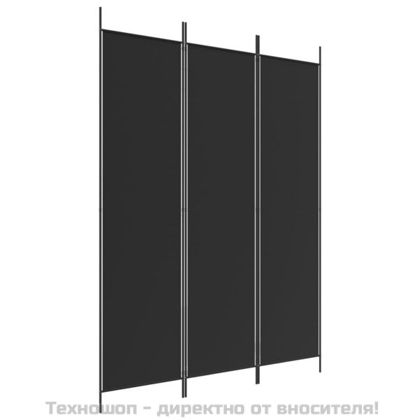 Параван за стая, 3 панела, черен, 150x200 см, плат