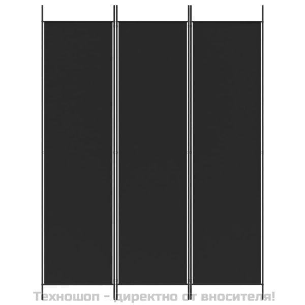 Параван за стая, 3 панела, черен, 150x200 см, плат