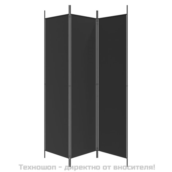 Параван за стая, 3 панела, черен, 150x200 см, плат