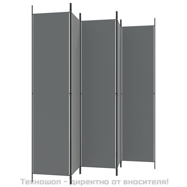 Параван за стая, 5 панела, антрацит, 250x220 cм, текстил