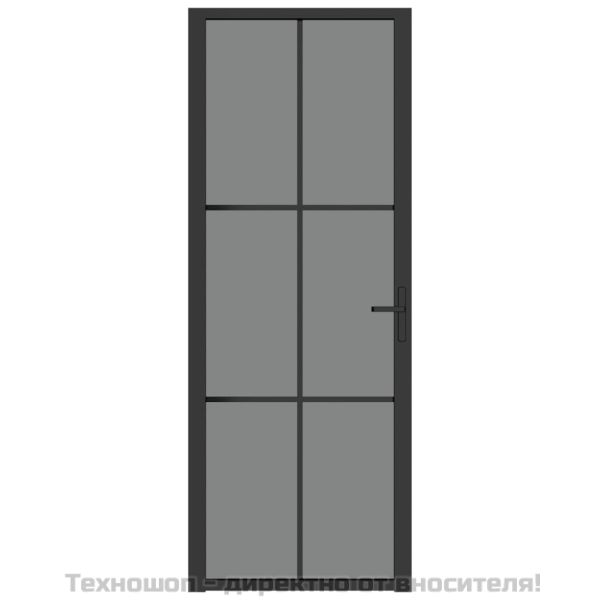 Интериорна врата 76x201,5 см черна ESG стъкло и алуминий