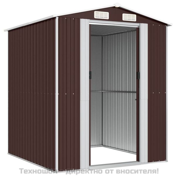 Градински навес тъмнокафяв 192x191x223 см поцинкована стомана