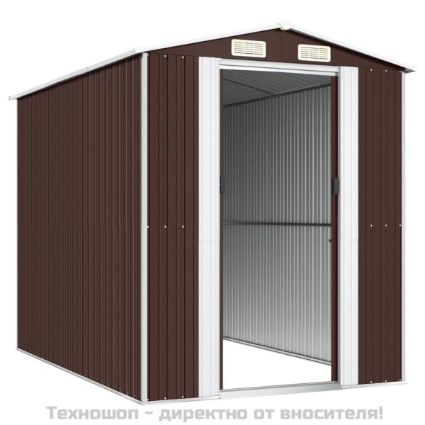 Градински навес тъмнокафяв 192x274x223 см поцинкована стомана
