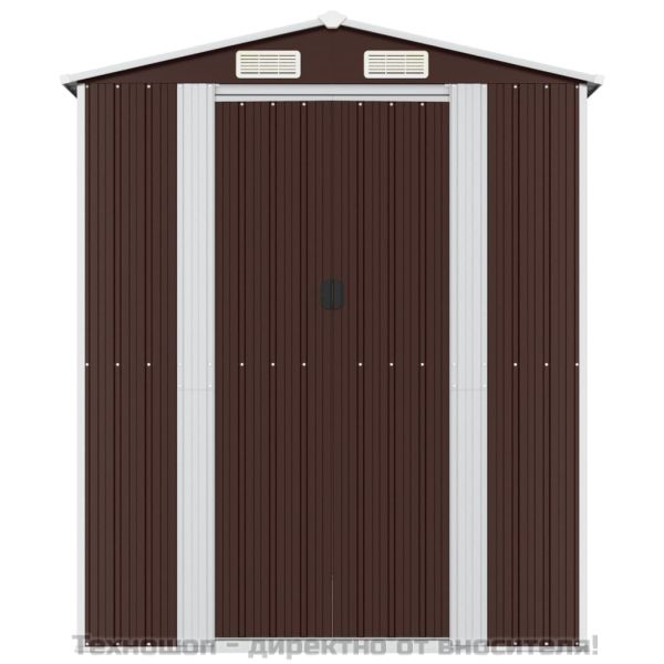 Градински навес тъмнокафяв 192x357x223 см поцинкована стомана