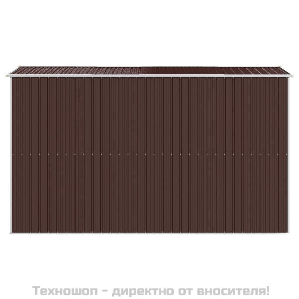Градински навес тъмнокафяв 192x357x223 см поцинкована стомана
