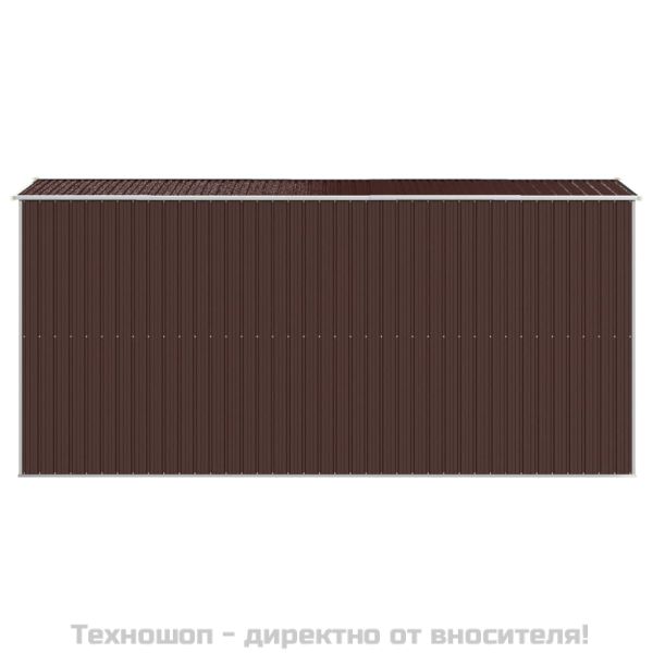 Градински навес тъмнокафяв 192x440x223 см поцинкована стомана