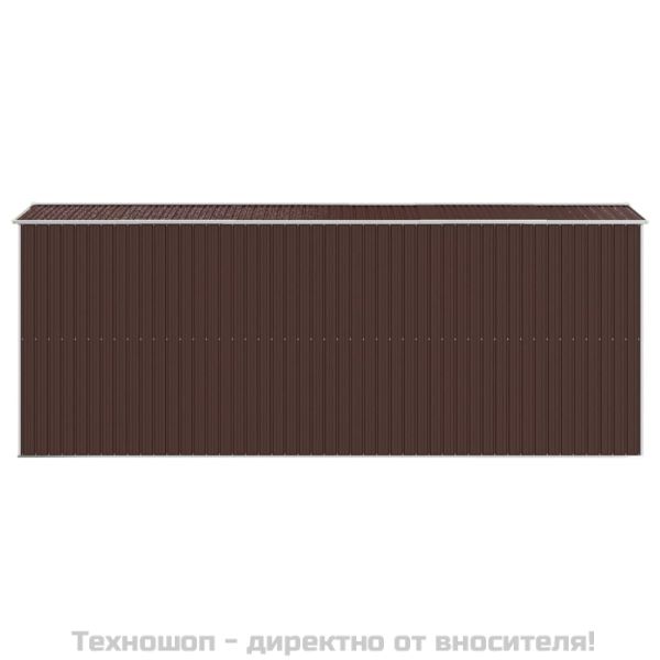 Градински навес тъмнокафяв 192x523x223 см поцинкована стомана
