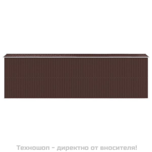 Градински навес тъмнокафяв 192x689x223 см поцинкована стомана