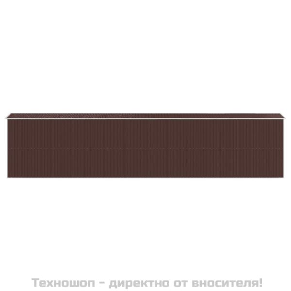 Градински навес тъмнокафяв 192x938x223 см поцинкована стомана