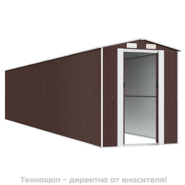 Градински навес тъмнокафяв 192x1021x223 см поцинкована стомана