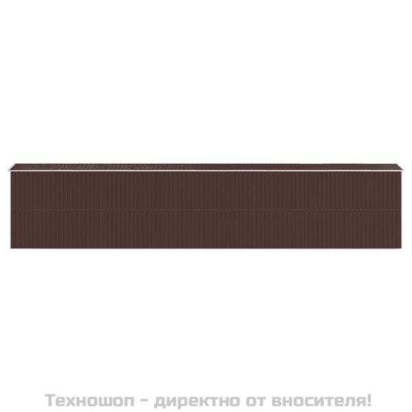 Градински навес тъмнокафяв 192x1021x223 см поцинкована стомана