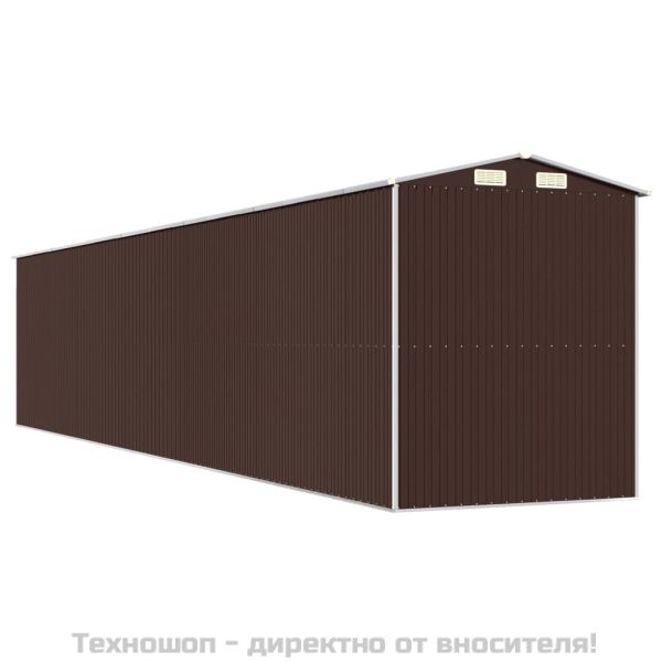 Градински навес тъмнокафяв 192x1021x223 см поцинкована стомана