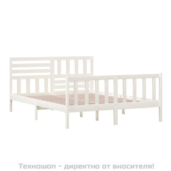 рамка за легло бяло 150x200 см King Size масивно дърво