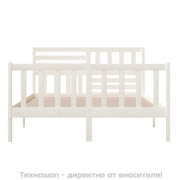 рамка за легло бяло 150x200 см King Size масивно дърво