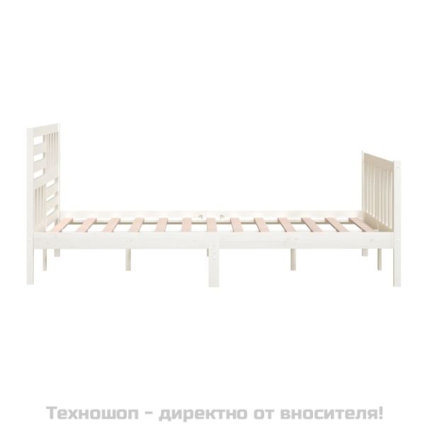 рамка за легло бяло 150x200 см King Size масивно дърво