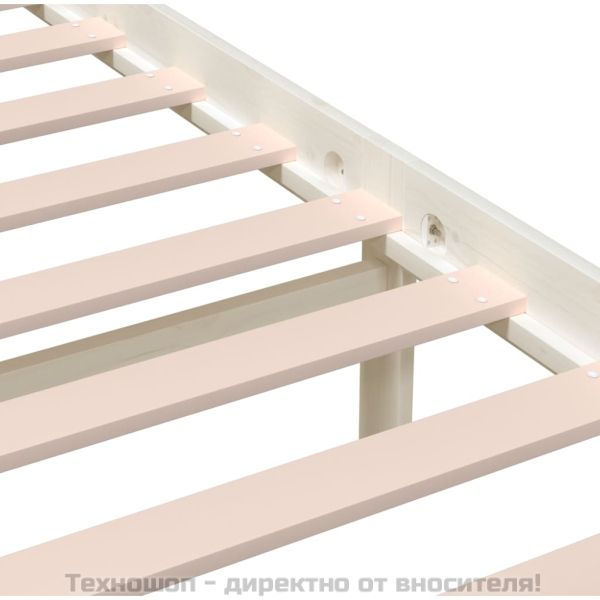 рамка за легло бяло 150x200 см King Size масивно дърво