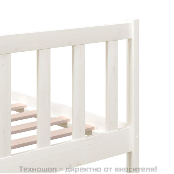 рамка за легло бяло 150x200 см King Size масивно дърво