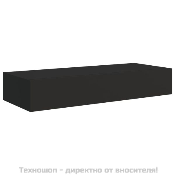 Стенни рафтове с чекмеджета, 2 бр, черни, 60x23,5x10 см, МДФ