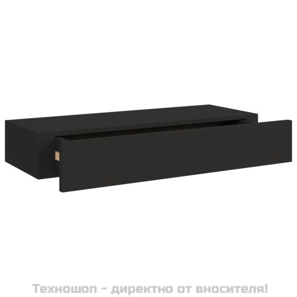 Стенни рафтове с чекмеджета, 2 бр, черни, 60x23,5x10 см, МДФ