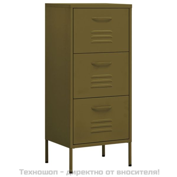 Шкаф за съхранение, маслиненозелен, 42,5x35x101,5 см, стомана