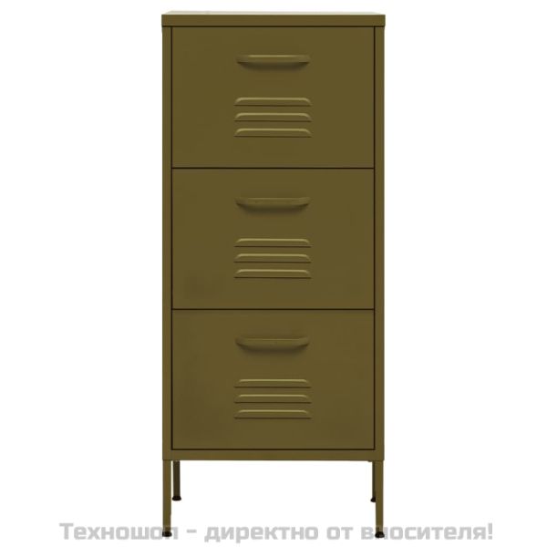 Шкаф за съхранение, маслиненозелен, 42,5x35x101,5 см, стомана