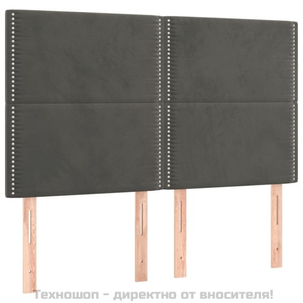 Табла за легло, тъмносива, 144x5x118/128 см, кадифе
