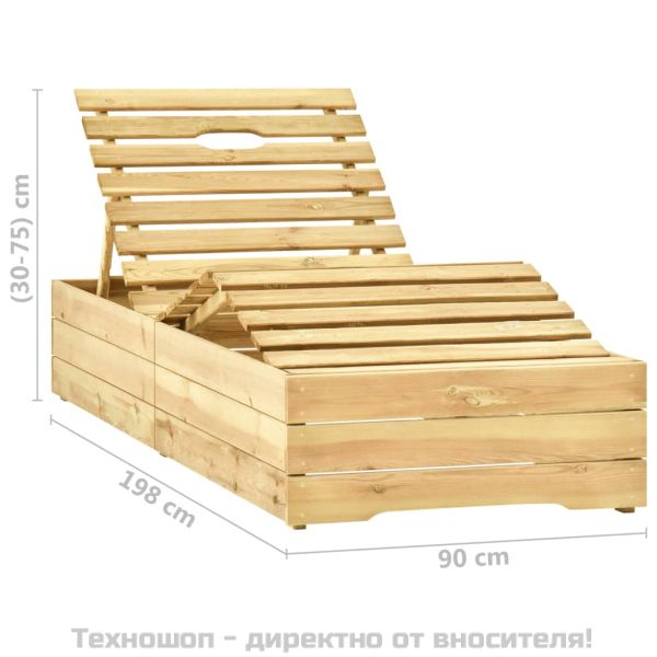 Градински шезлонг с масичка и шалте, импрегнирано борово дърво