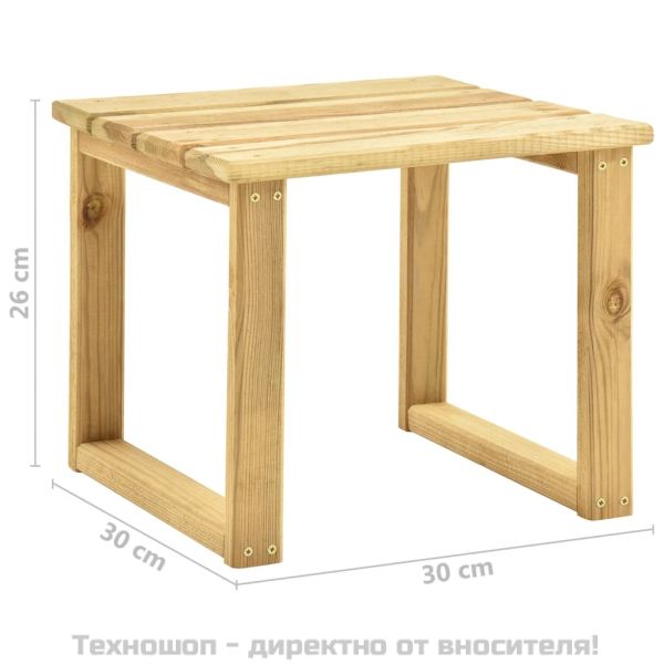 Градински шезлонг с масичка и шалте, импрегнирано борово дърво