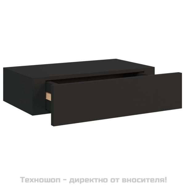 Стенни рафтове с чекмеджета, 2 бр, черни, 40x23,5x10 см, МДФ