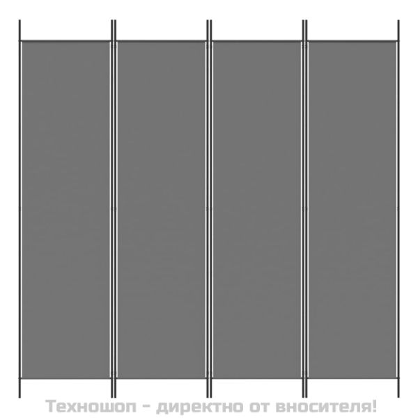 Параван за стая, 4 панела, антрацит, 200x200 cм, текстил