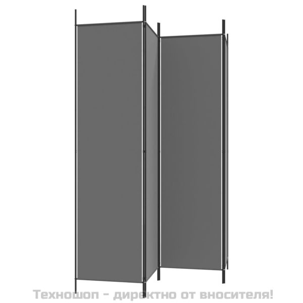 Параван за стая, 4 панела, антрацит, 200x200 cм, текстил