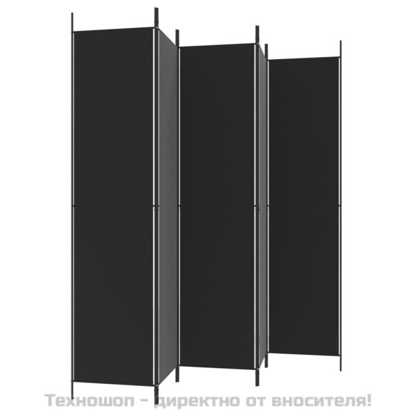 Параван за стая, 5 панела, черен, 250x220 см, текстил