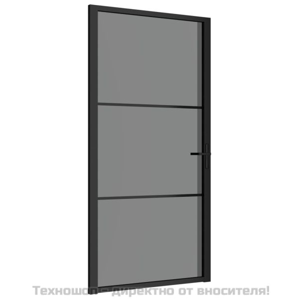 Интериорна врата, 102,5x201,5 см, черна, ESG стъкло и алуминий