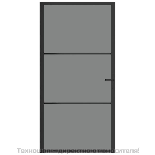 Интериорна врата, 102,5x201,5 см, черна, ESG стъкло и алуминий