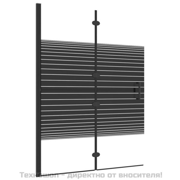 Сгъваем душ параван, ESG стъкло, 100x140 см, черен